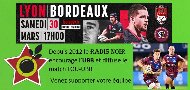 Lyon vs UBB Samedi 30 Mars 17:00
